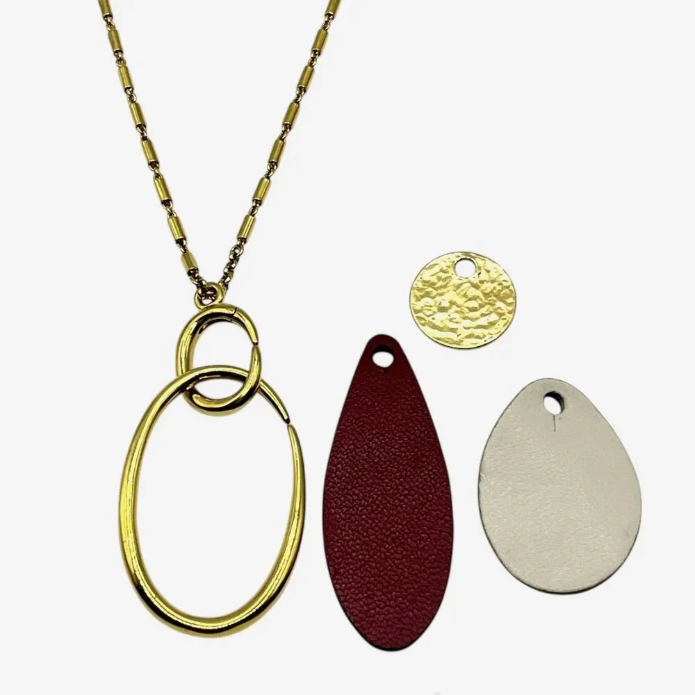 Stella Dot Pendant Necklace Gold Tone Color Pop Versatile Long Chain Reversible
